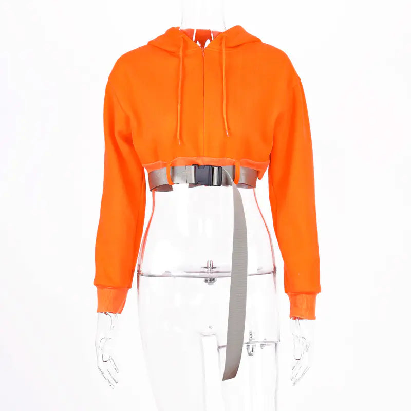 Autumn Women's Hoodie with Zipper and Hood - Orange