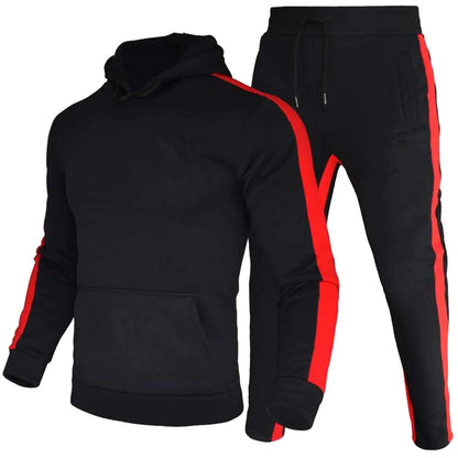 amropi Mens Sweatsuit Pullover Hoodie Tops and Pants Set Casual Sports Tracksuit Black L