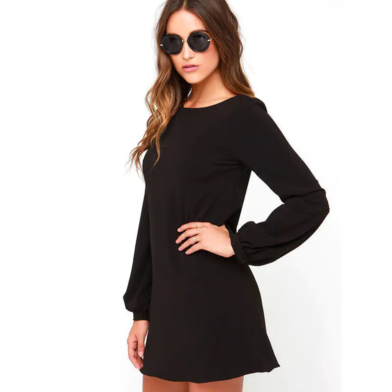 Sexy Long Sleeve Dress - Loose Fit Fashion Mini Dress