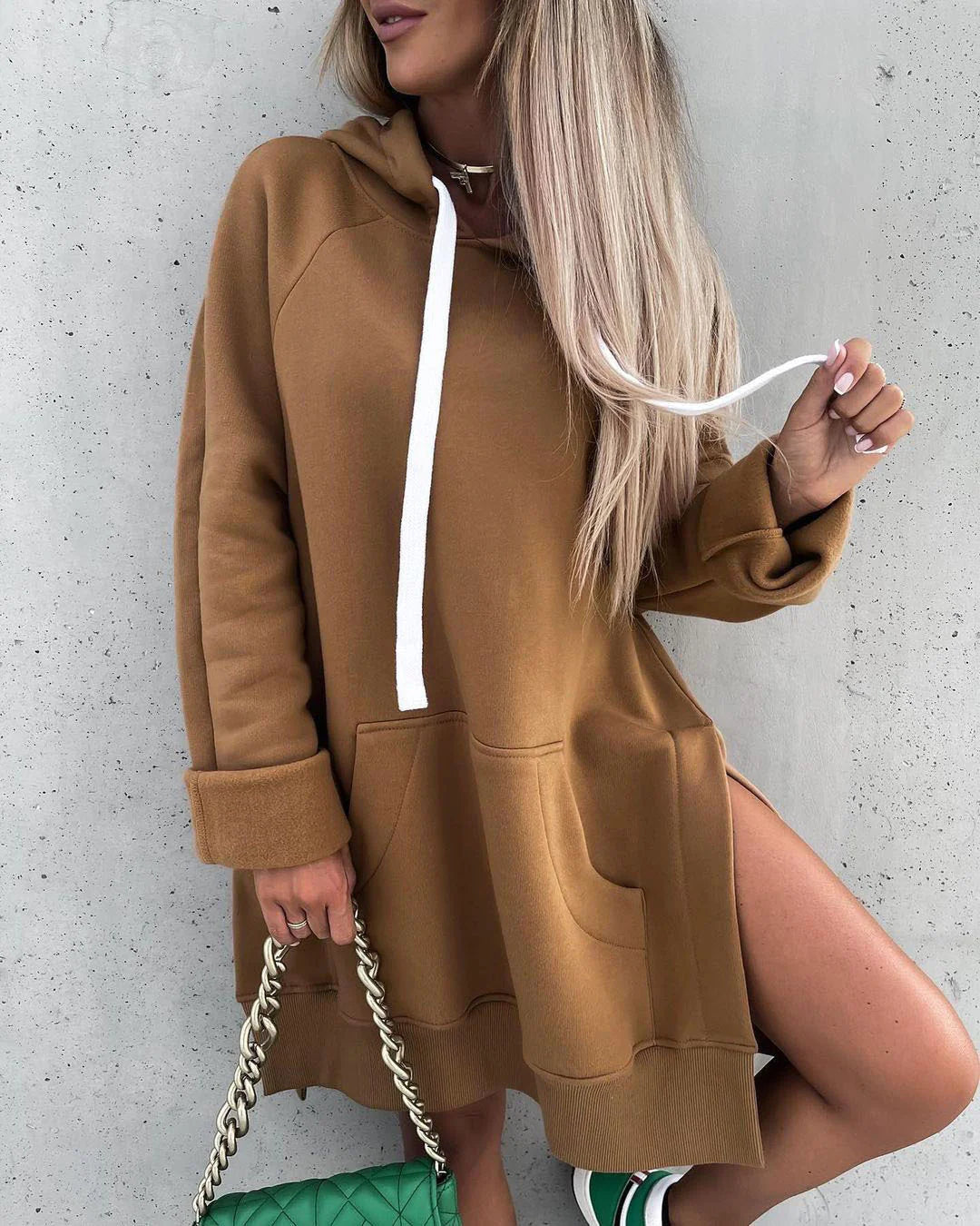 Long Hoodie with Side Slit