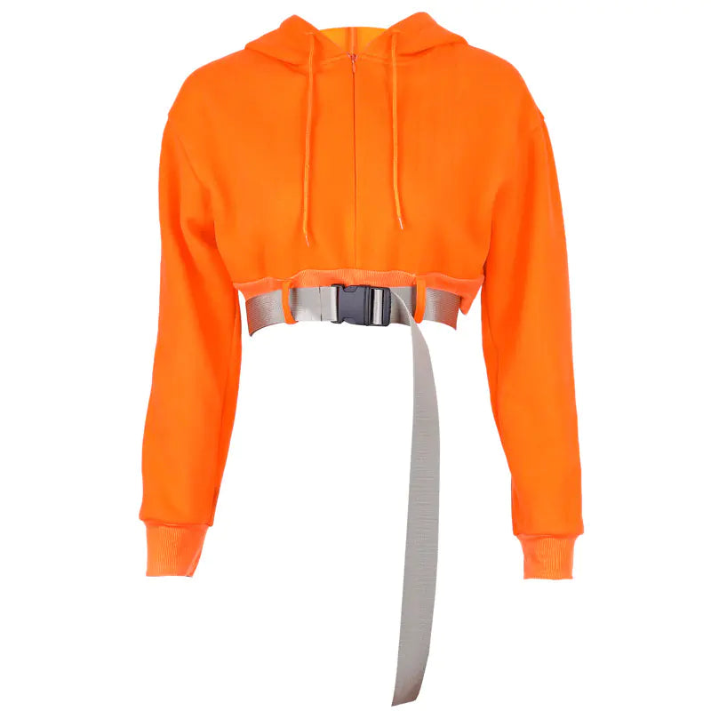 Autumn Women's Hoodie with Zipper and Hood - Orange