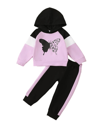 Mioglrie Girls Clothes 3T 4T Toddler Hoodie Sweatshirt Pants Black Purple Fall Winter Little Girl Outfits Set