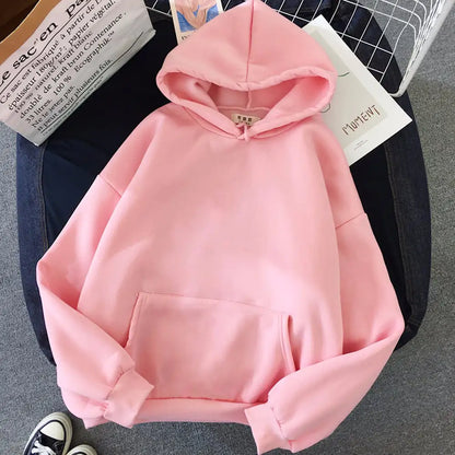 Girls Solid Color Hoodie Sweater