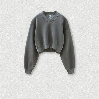 Vintage Wash Fleece V-neck Hoodie