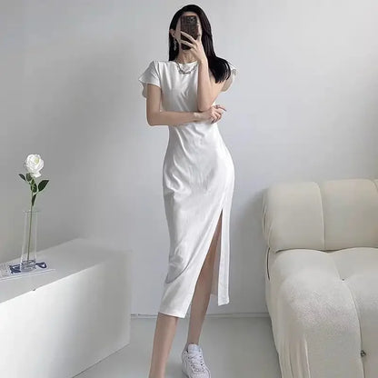White Dresses for Women 2025 Woman Dress Clothes Midi X New in Chic and Elegant Pretty Cheap Casual Y2k Outfits Harajuku Cotton