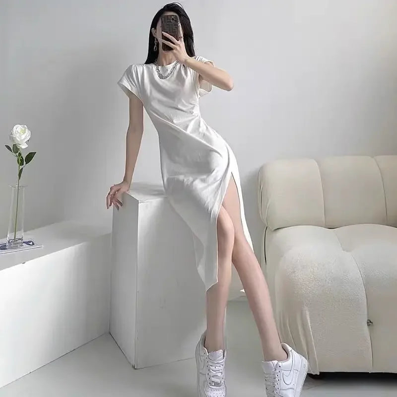 White Dresses for Women 2025 Woman Dress Clothes Midi X New in Chic and Elegant Pretty Cheap Casual Y2k Outfits Harajuku Cotton