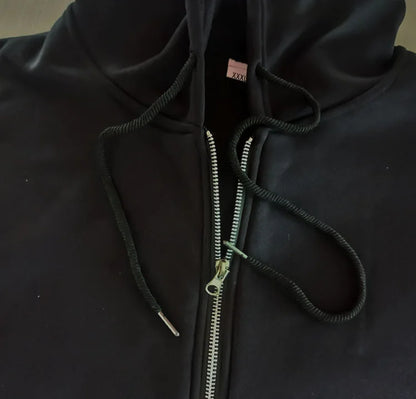 Women's Black Zip Hoodie - Street Hip Hop Goth Harajuku
