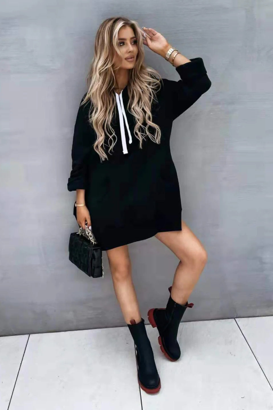Long Hoodie with Side Slit