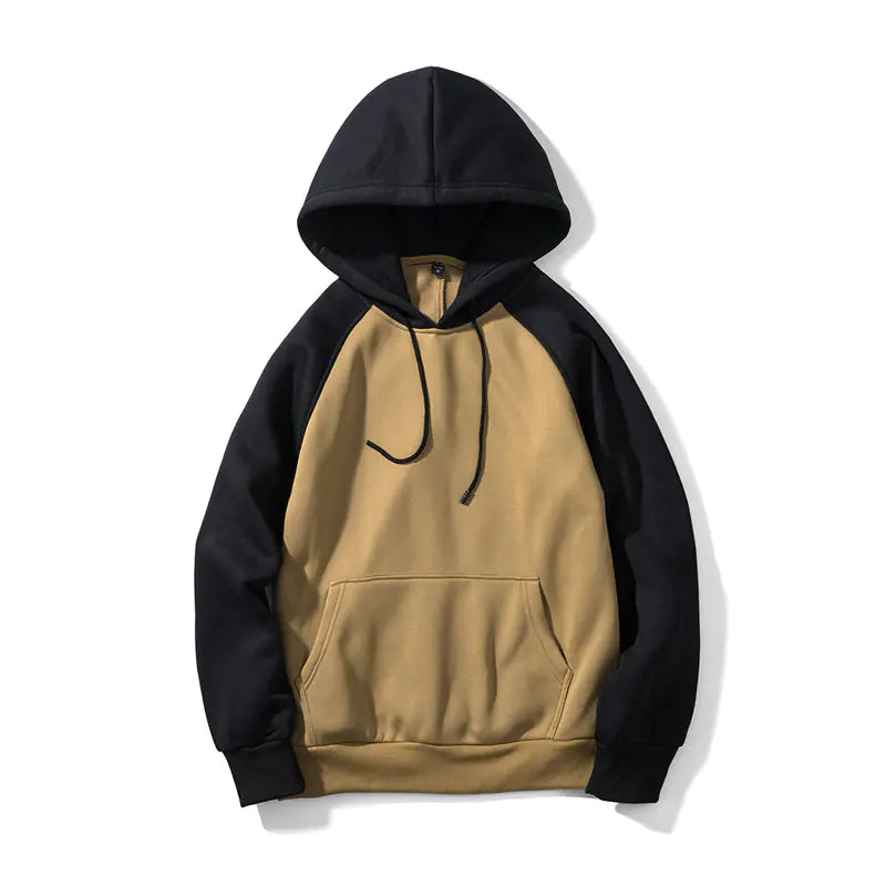 Solid Color Contrast Stitching Hoodie