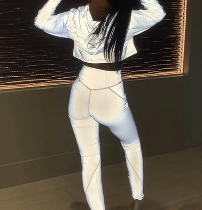 Reflective Hoodie with Drawstring for Women