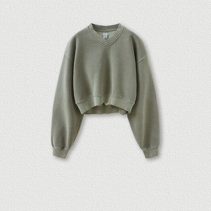Vintage Wash Fleece V-neck Hoodie