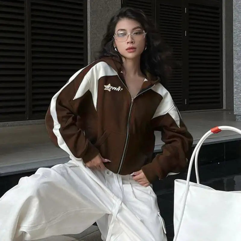 Contrast Color Letter Printed Hoodie